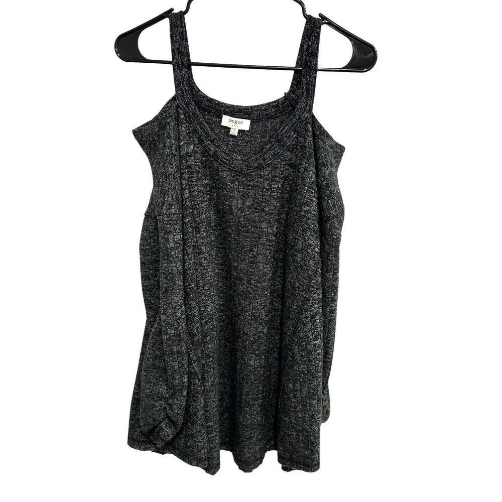 Umgee Womens Cold Shoulder Knit Tunic Top Gray Sz Medium